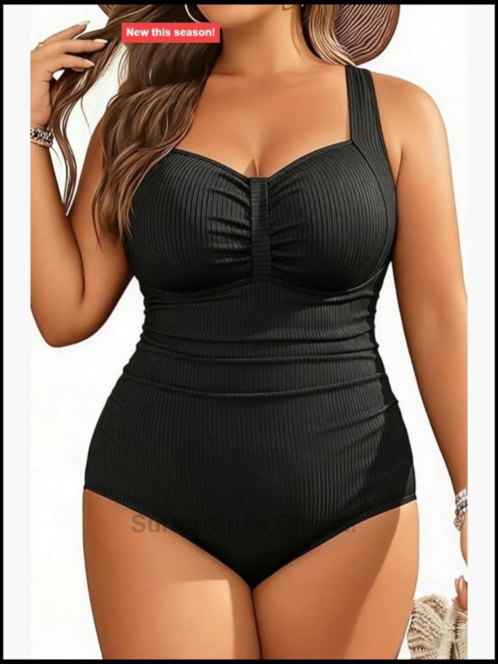 Plus Size Tummy Control One Piece Swimsuit Ribbed Swimwear